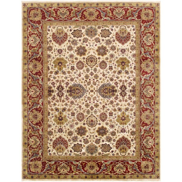 Wall-To-Wall Tabriz Collection Hand-Knotted Lambs Wool Area Rug, Yellow - 9 ft. x 11 ft. 9 in. WA2478902 - main